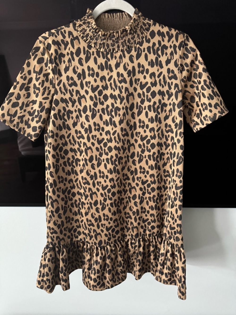 Zara Leopard Print Midi Dress in Tan and Black